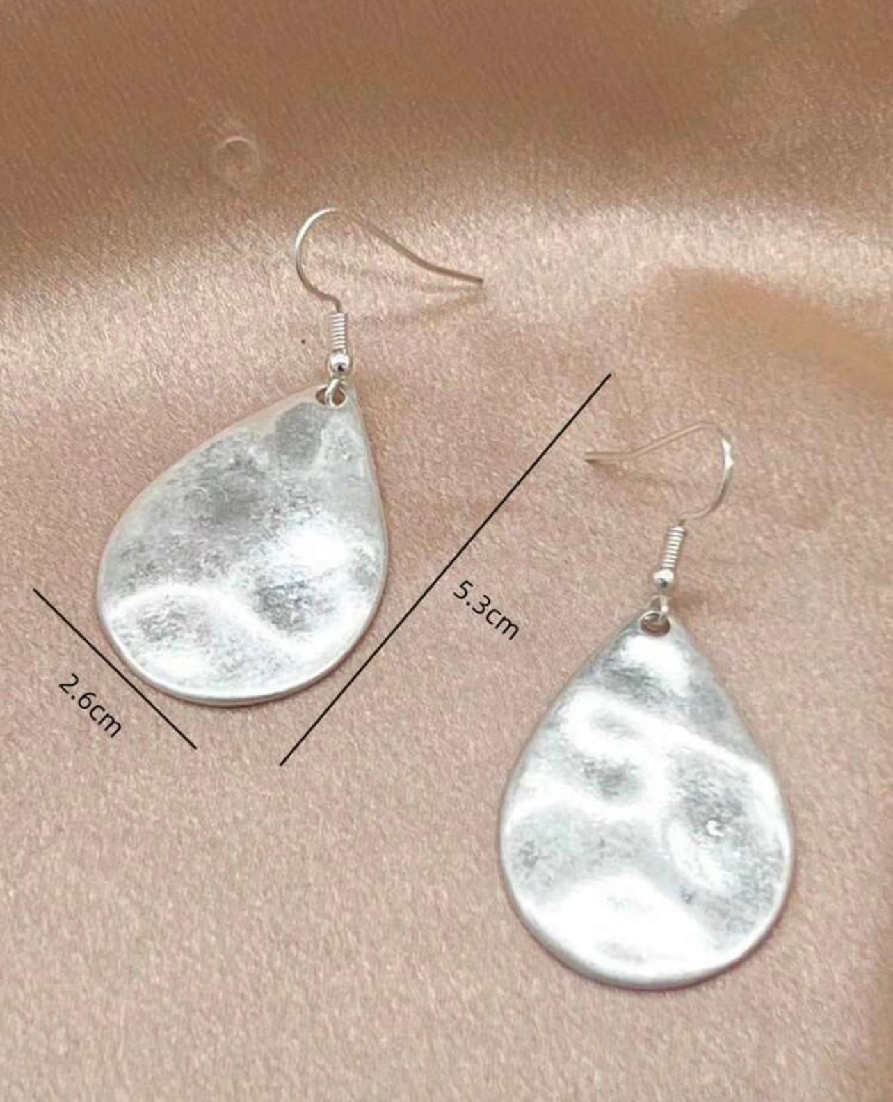 EARRINGS ~ Water Droplet Shaped Teardrop Hammered Drop Dangle Earrings