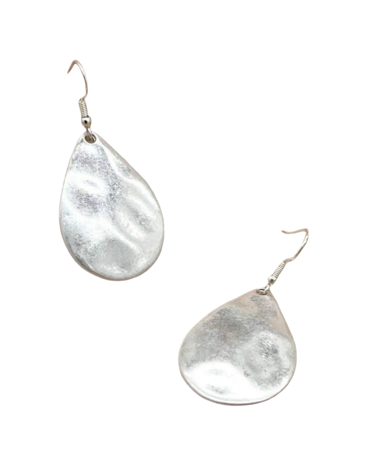 EARRINGS ~ Water Droplet Shaped Teardrop Hammered Drop Dangle Earrings