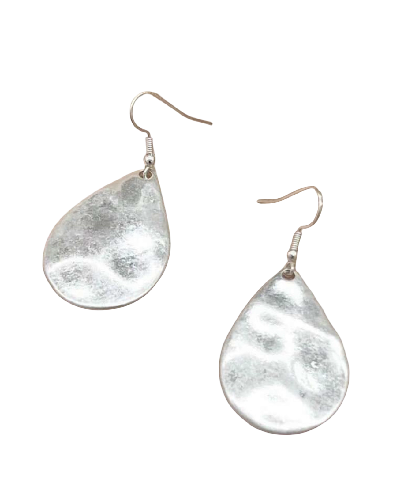 EARRINGS ~ Water Droplet Shaped Teardrop Hammered Drop Dangle Earrings