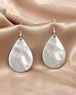 EARRINGS ~ Water Droplet Shaped Teardrop Hammered Drop Dangle Earrings