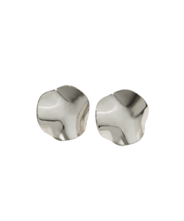 EARRINGS ~  Stainless Steel Asymmetrical  Hammered Disc Stud Earrings